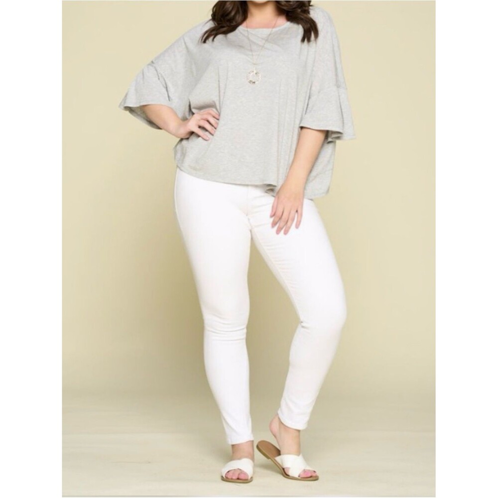 Emerald Light Gray Relaxed Boatneck Short Sleeve Top